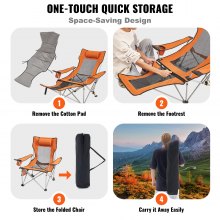 VEVOR Reclining Camping Chair Folding Chair 330 lbs Load for Outdoor & Home