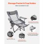 VEVOR Reclining Camping Chair, 4 Adjustable Positions, Portable Folding Lounger for Adults, Mesh Beach Chair with Headrest & Foot Rest, Supports 220 lbs, Heavy Duty Camp Chairs for Patio, Gray