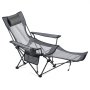 VEVOR Reclining Camping Chair, 4 Adjustable Positions, Portable Folding Lounger for Adults, Mesh Beach Chair with Headrest & Foot Rest, Supports 220 lbs, Heavy Duty Camp Chairs for Patio, Gray