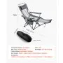 VEVOR Reclining Camping Chair, 4 Adjustable Positions, Portable Folding Lounger for Adults, Mesh Beach Chair with Headrest & Foot Rest, Supports 220 lbs, Heavy Duty Camp Chairs for Patio, Gray