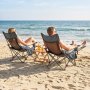 VEVOR Reclining Camping Chair, 4 Adjustable Positions, Portable Folding Lounger for Adults, Mesh Beach Chair with Headrest & Foot Rest, Supports 220 lbs, Heavy Duty Camp Chairs for Patio, Gray