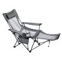VEVOR Reclining Camping Chair, 4 Adjustable Positions, Portable Folding Lounger for Adults, Mesh Beach Chair with Headrest & Foot Rest, Supports 220 lbs, Heavy Duty Camp Chairs for Patio, Gray