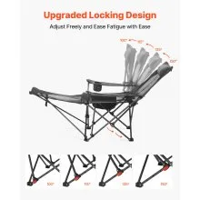 VEVOR Reclining Camping Chair Portable Folding Lounger for Adult Heavy Duty Gray