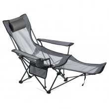 VEVOR Reclining Camping Chair Portable Folding Lounger for Adult Heavy Duty Gray