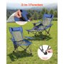 VEVOR Reclining Camping Chair, 4 Adjustable Positions, Portable Folding Lounger for Adults, Mesh Beach Chair with Headrest & Foot Rest, Supports 220 lbs, Heavy Duty Camp Chairs for Patio, Blue