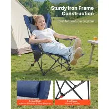 VEVOR Reclining Camping Chair Portable Folding Lounger for Adult Heavy Duty Blue