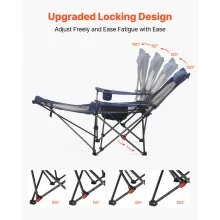 VEVOR Reclining Camping Chair Portable Folding Lounger for Adult Heavy Duty Blue