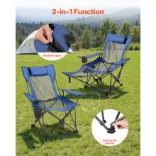 VEVOR Reclining Camping Chair Portable Folding Lounger for Adult Heavy Duty Blue
