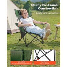 VEVOR Reclining Camping Chair Portable Folding Lounger Chair Heavy Duty Green
