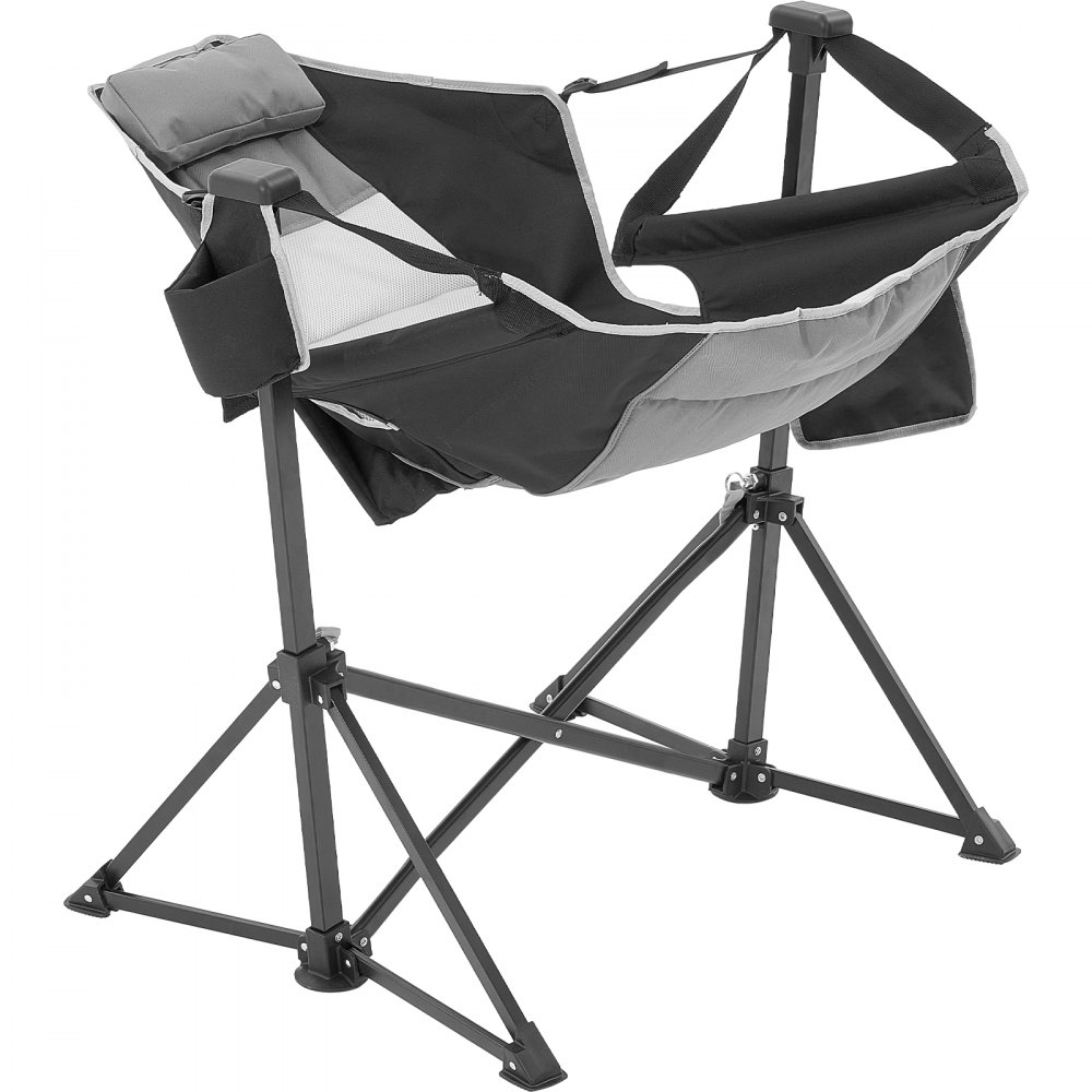 VEVOR Reclining Camping Chair, 300 lbs Load Camping Hammock Chair, Rocking Lounge Folding Chair with Cup Holder Storage Bag Headrest & Adjustable Backrest, for Camping and Other Outdoor Activities