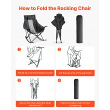 VEVOR Foldable Rocking Camping Chair Portable Rocker Chair with Cupholder Pocket