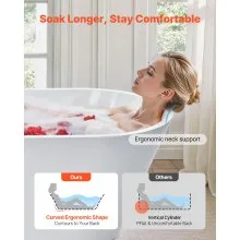 VEVOR Acrylic Freestanding Bathtub, 59 Inch Contemporary Soaking White Tub with Brushed Nickel Overflow and Drain, Elegant Oval Shape Stand Alone Soaker Tub for Modern Bathroom or Remodel Projects