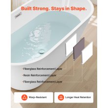 VEVOR Acrylic Freestanding Bathtub, 59 Inch Contemporary Soaking White Tub with Brushed Nickel Overflow and Drain, Elegant Oval Shape Stand Alone Soaker Tub for Modern Bathroom or Remodel Projects
