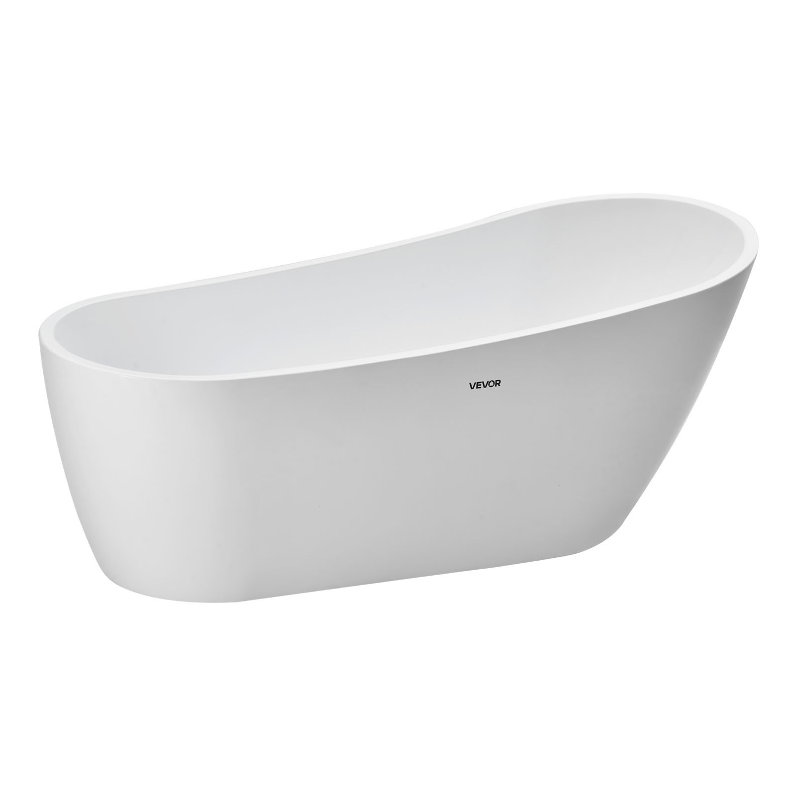 VEVOR Acrylic Freestanding Bathtub, 67 Inch Contemporary Soaking White Tub with Brushed Nickel Overflow and Drain, Elegant Oval Shape Stand Alone Soaker Bathtub for Modern Bathroom or Remodel Project