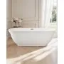 VEVOR Acrylic Freestanding Bathtub, 67 Inch Contemporary Soaking White Tub with Polished Chrome Overflow and Drain, Elegant Oval Shape Stand Alone Soaker Tub for Modern Bathroom or Remodel Projects