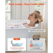 VEVOR Acrylic Freestanding Bathtub, 67 Inch Contemporary Soaking White Tub with Polished Chrome Overflow and Drain, Elegant Oval Shape Stand Alone Soaker Tub for Modern Bathroom or Remodel Projects
