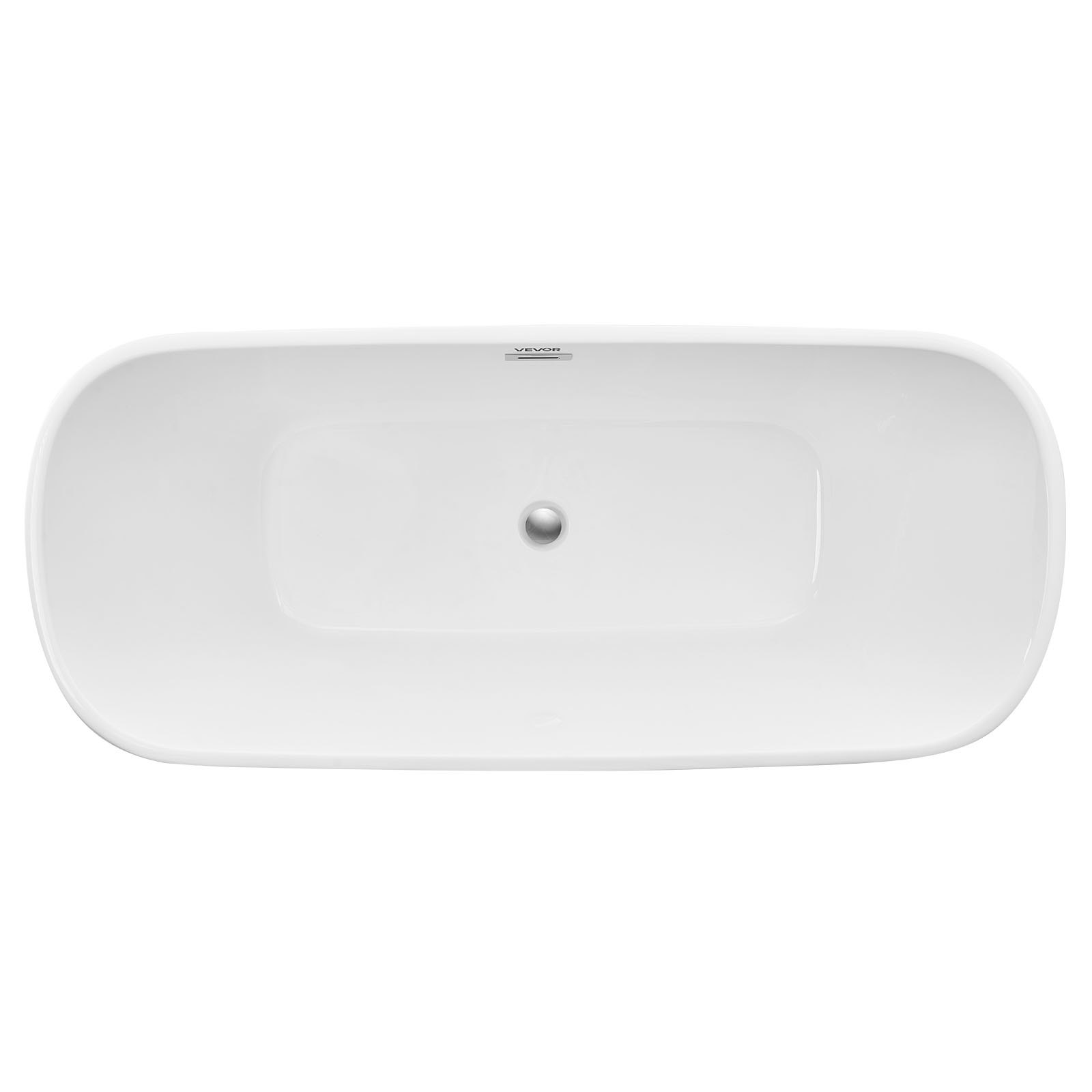 VEVOR Acrylic Freestanding Bathtub, 67 Inch Contemporary Soaking White Tub with Polished Chrome Overflow and Drain, Elegant Oval Shape Stand Alone Soaker Tub for Modern Bathroom or Remodel Projects