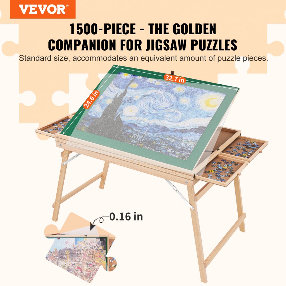 1500 Pieces Wooden Jigsaw Puzzle Table, Adjustable Puzzle Board Puzzle  Plateau