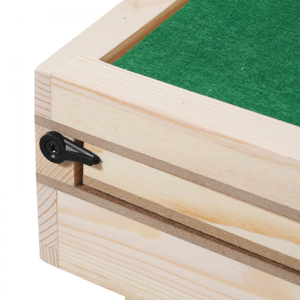 VEVOR puzzle table corner with wooden frame, green felt surface, and securing latch mechanism.
