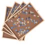 VEVOR puzzle table with scattered multi-colored puzzle pieces on four brown trays.
