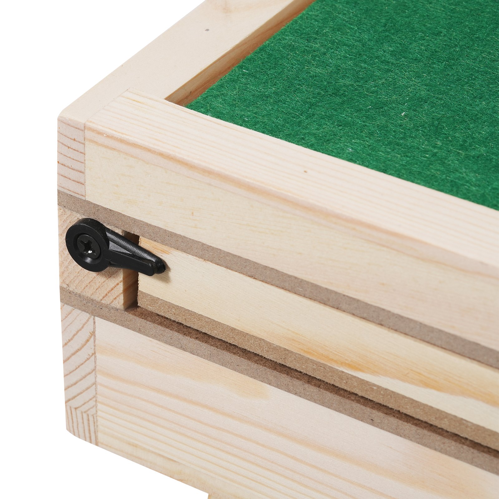 VEVOR puzzle table corner with wooden frame, green felt surface, and securing latch mechanism.