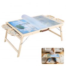 1500 Piece Puzzle Board with Folding Leg Drawer Portable Wooden Jigsaw 34x25 in