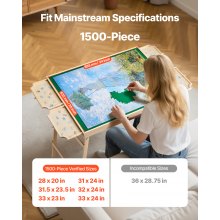 1500 Piece Puzzle Board with Folding Leg Drawer Portable Wooden Jigsaw 34x25 in