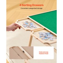 1500 Piece Puzzle Board with Folding Leg Drawer Portable Wooden Jigsaw 34x25 in
