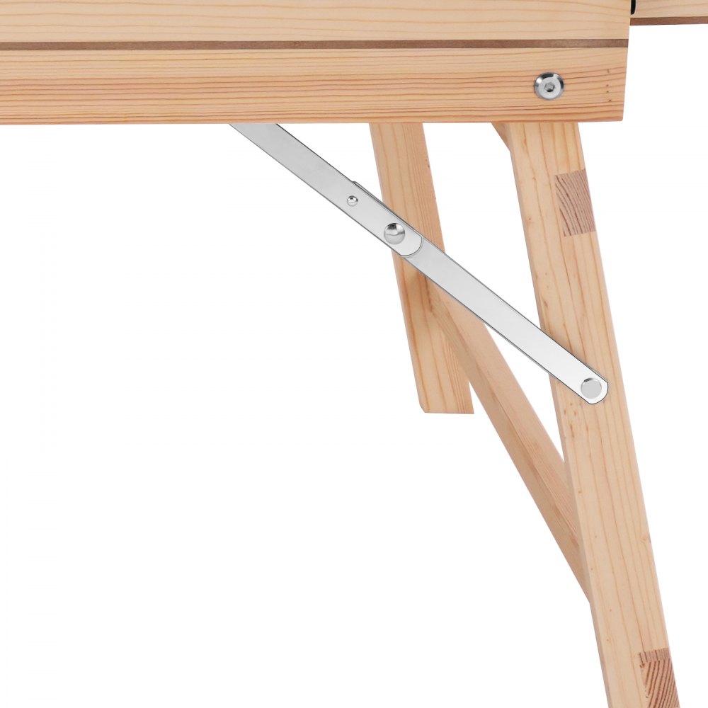 wooden legs and metal support of the VEVOR puzzle table, showcasing sturdy construction and hardware.
