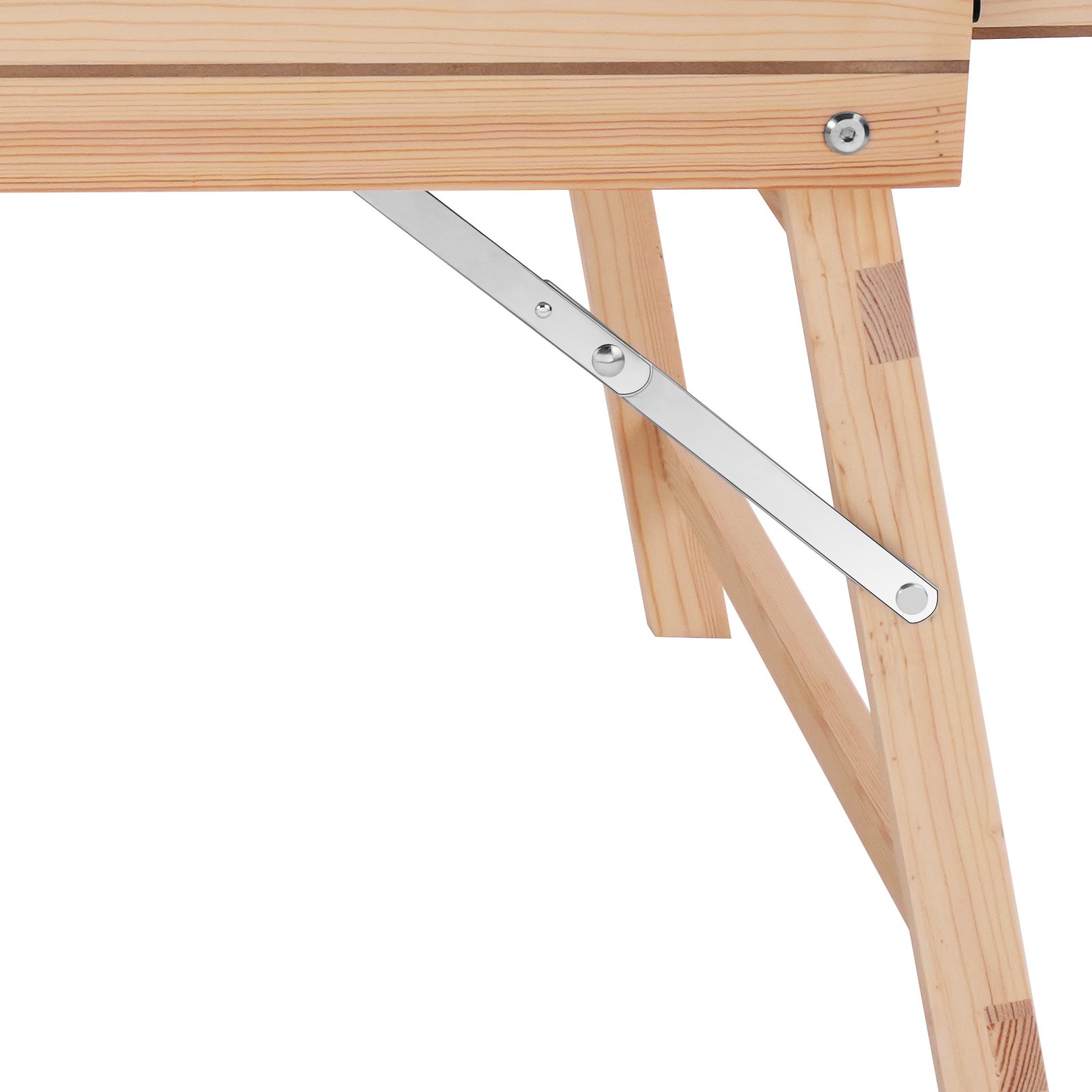 wooden legs and metal support of the VEVOR puzzle table, showcasing sturdy construction and hardware.