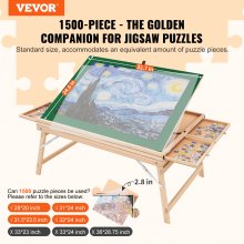 VEVOR 1500 Piece Puzzle Table with Folding Legs, 4 Drawers and Cover, 32.7"x24.6" Wooden Jigsaw Puzzle Plateau, Adjustable 3-Tilting-Angle Puzzle Board, Puzzle Storage System for Adults, Gift for Mom