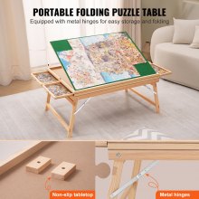 VEVOR 1500 Piece Puzzle Table with Folding Legs, 4 Drawers and Cover, 32.7"x24.6" Wooden Jigsaw Puzzle Plateau, Adjustable 3-Tilting-Angle Puzzle Board, Puzzle Storage System for Adults, Gift for Mom