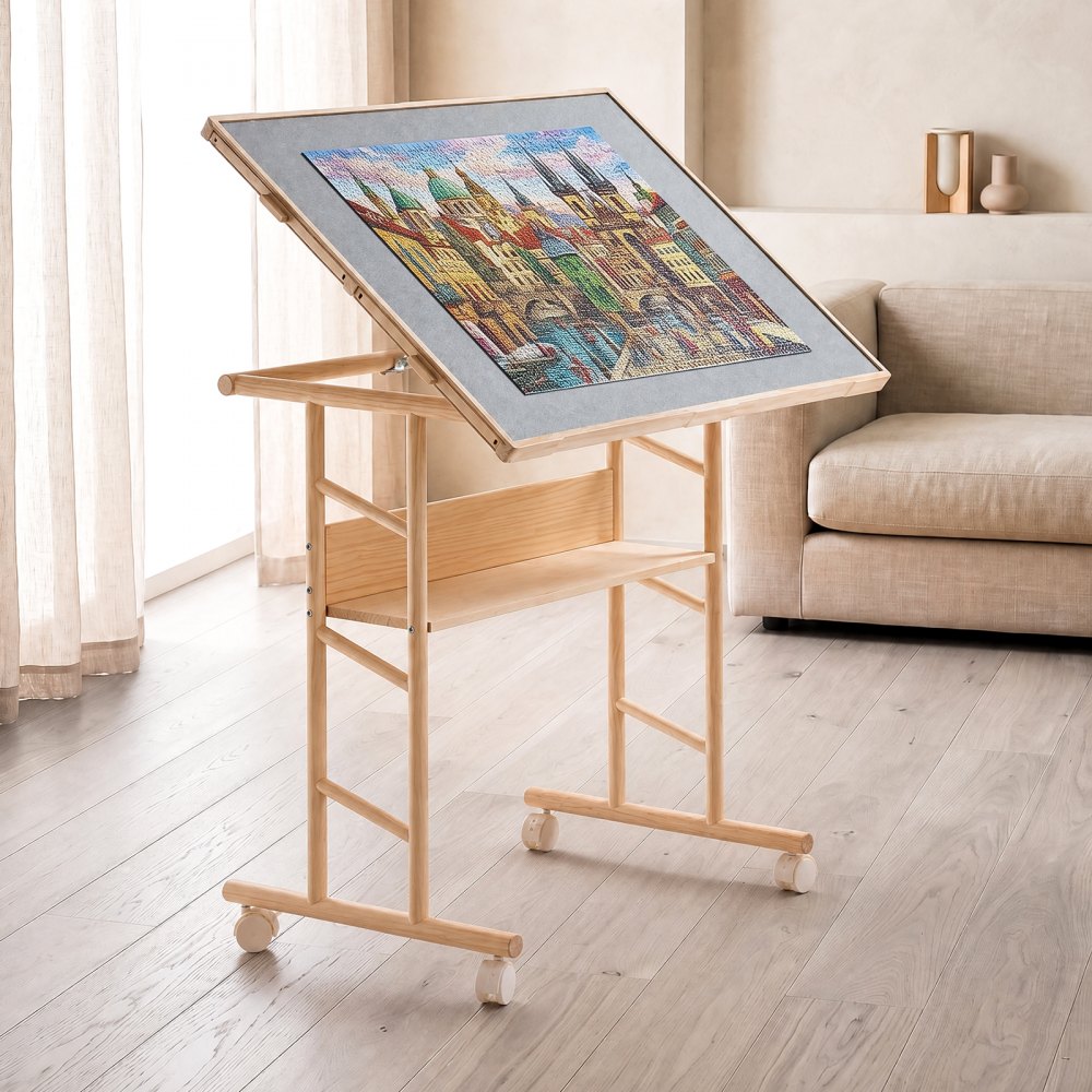 VEVOR 1500 Piece Puzzle Table with Legs, 4 Drawers, and Cover, 87x63 cm, Gift for Mom, Portable Wooden Board, Felt Surface Puzzles Jigsaw Accessories for Adults, 0°-45° Tilting Storage Organizer