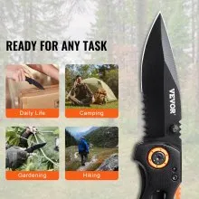 Navaja de bolsillo plegable de 7,6 cm/3 in, hoja 7Cr17Mov, mango de aluminio afilado