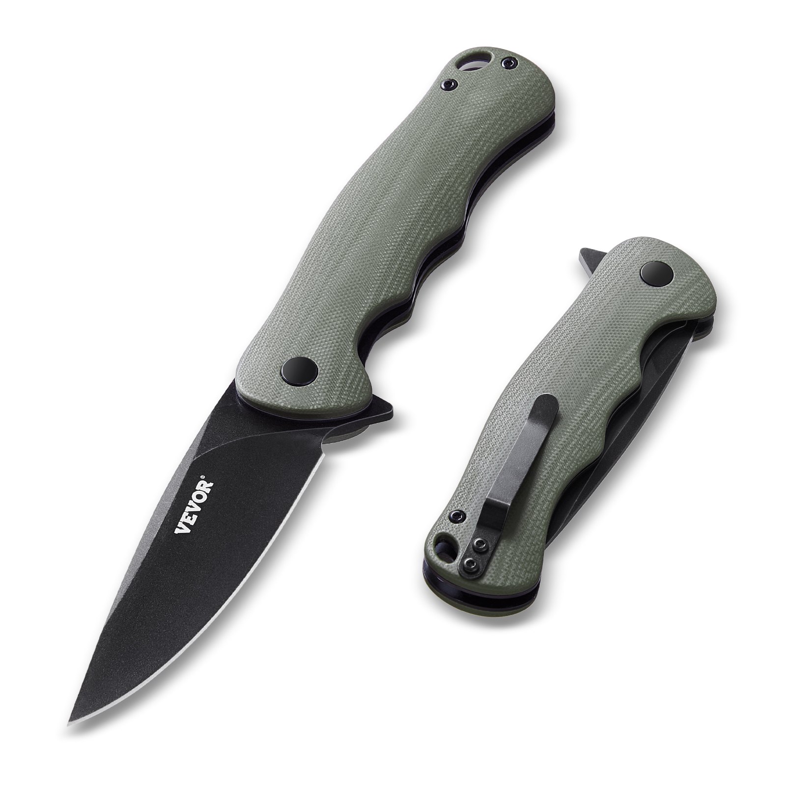 VEVOR Folding Pocket Knife, 3.5 in/8.8 cm D2 Steel Blade, G10 Handle Small EDC Knife with Pocket Clip, Sharp Camping Survival Hiking Knife, 3.84 oz/0.1 kg Easy to Carry for Men Women Self Defense