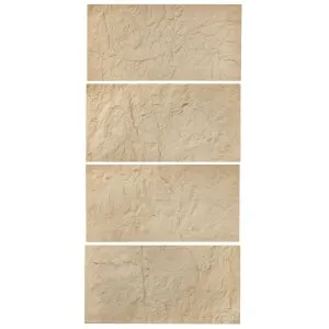 VEVOR 3D Wall Panels, 4 Pack 48 x 24 in PU Natural Stone Imitation Wall Art Tiles, 32 Sq.Ft Coverage Accent Wall Panel, Stone Yellow