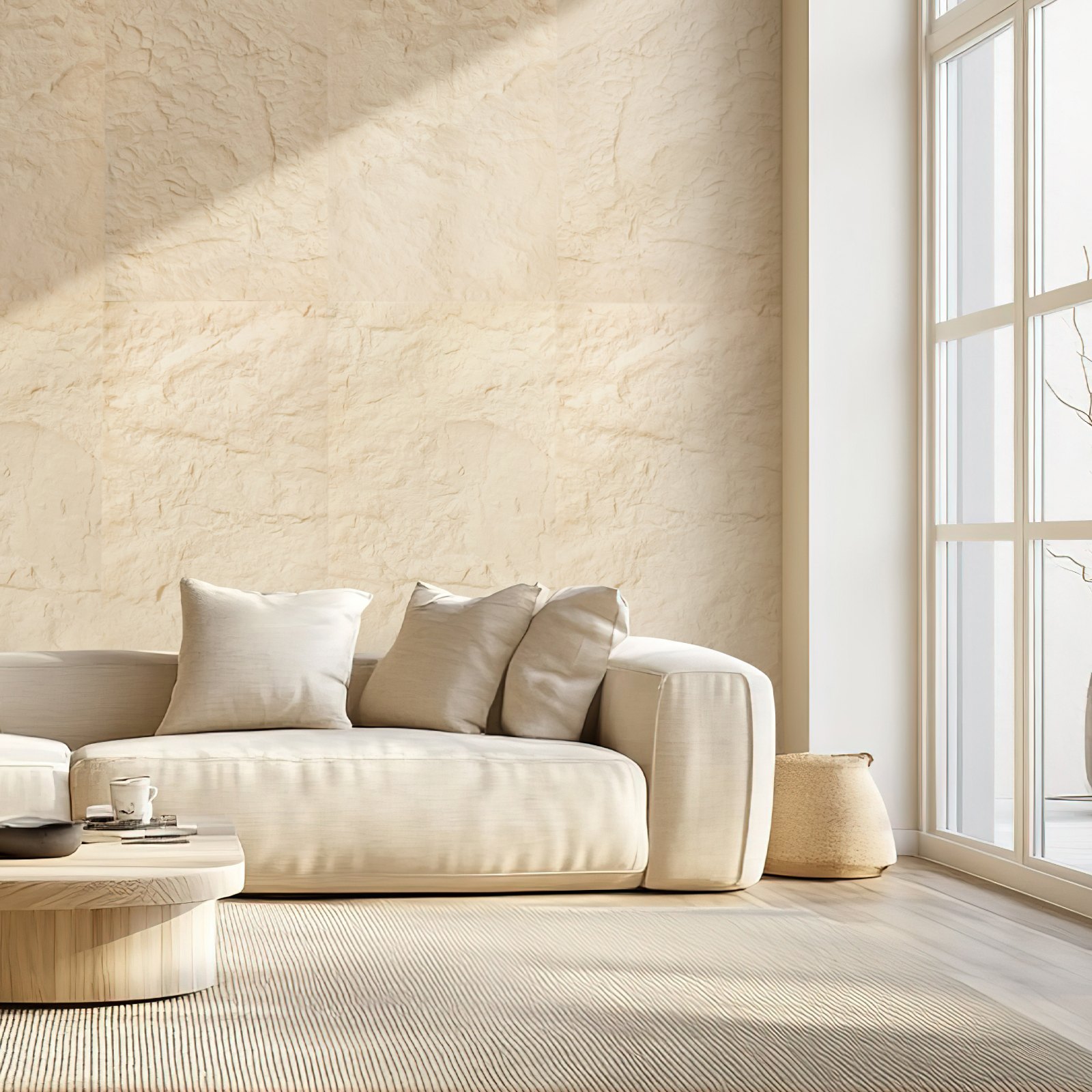 VEVOR 3D Wall Panels, 4 Pack 48 x 24 in PU Natural Stone Imitation Wall Art Tiles, 32 Sq.Ft Coverage Accent Wall Panel, Interior Home Decor for Ceiling, Bedroom, Living & Gaming Room, Stone Yellow