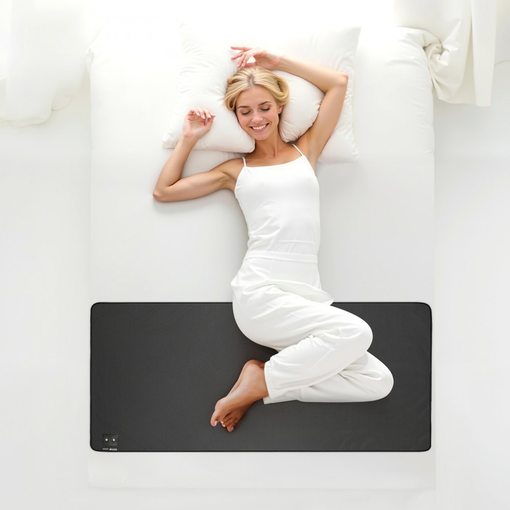 VEVOR Grounding Mat, 680 x 1520 mm Anti-Slip PU Leather Earthing Mat, with 15 Feet Grounding Cord, Grounding Pad for Sleep, Boost Energy, Improve Sleep, Reduce Anxiety at Home Office or Work