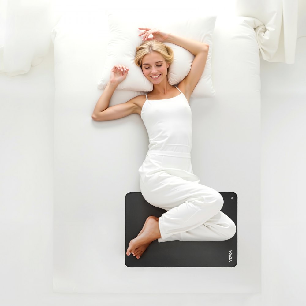 VEVOR Grounding Mat, 600 x 400 mm Anti-Slip PU Leather Earthing Mat (2 Packs), with 15 ft Grounding Cord, Grounding Pad for Sleep, Boost Energy, Improve Sleep, Reduce Anxiety at Home Office or Work