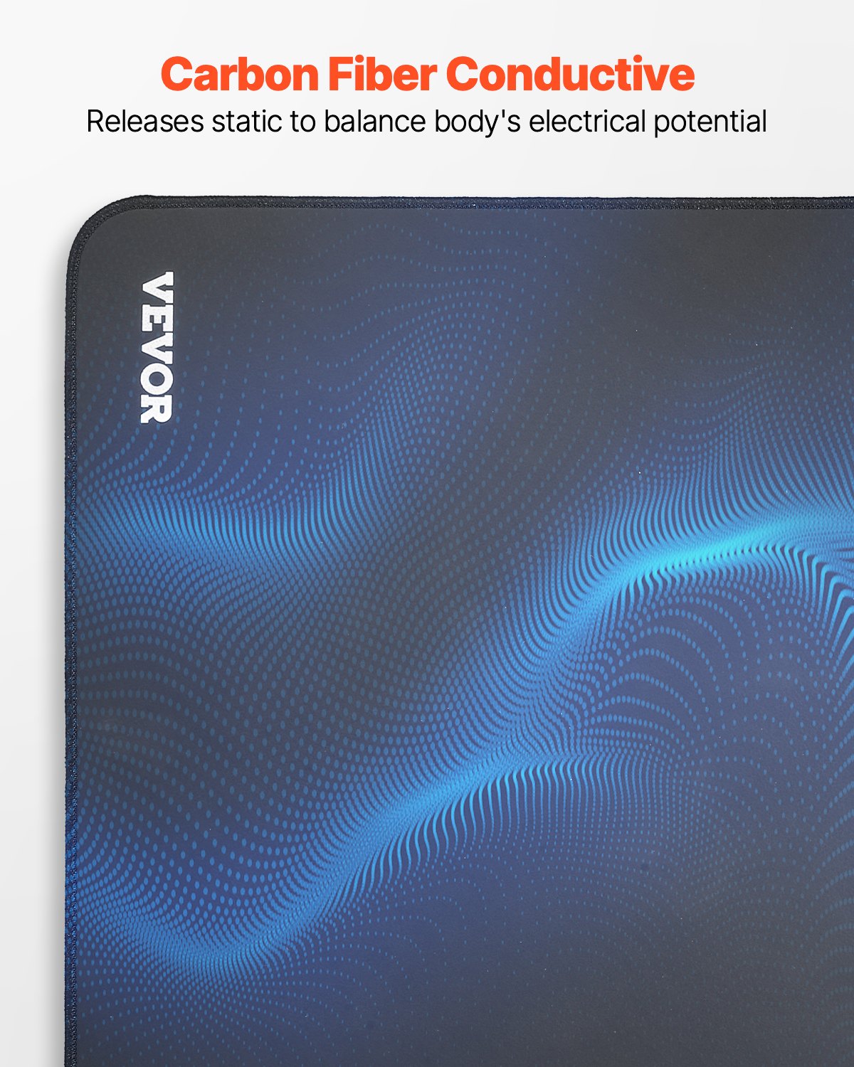 VEVOR Grounding Mat, 600 x 400 mm Anti-Slip PU Leather Earthing Mat, with 15 Feet Grounding Cord, Grounding Pad for Sleep, Boost Energy, Improve Sleep, Reduce Anxiety at Home Office or Work