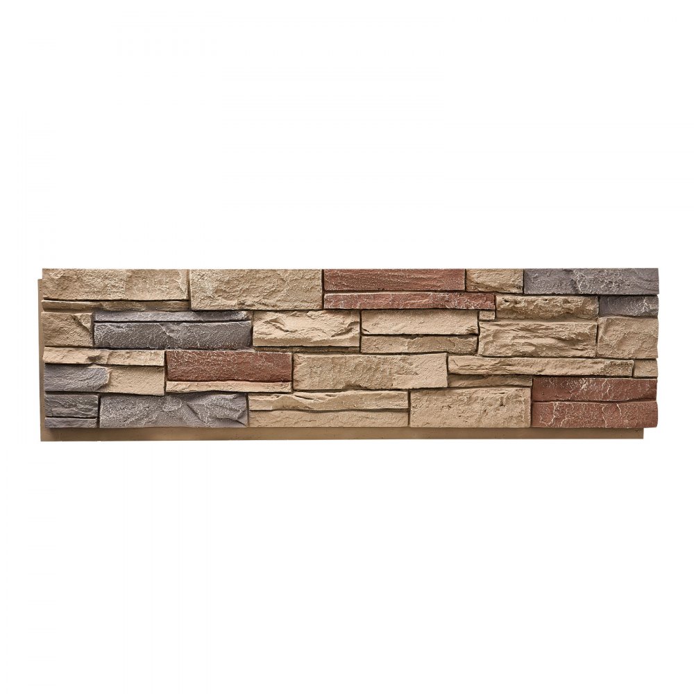 VEVOR Faux Stacked Stone Panel, 45.6 x 12.8 in Artificial Stone Wall Panels, High-Density PU Stones Siding Panel, Easy to Cut, Rock Panels for Interior and Exterior Decorations, Brick Red