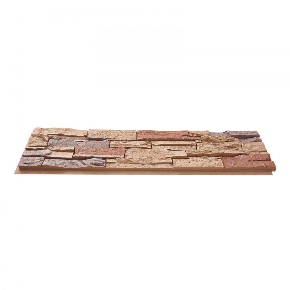 VEVOR Faux Stacked Stone Panel, 45.6 x 12.8 in Artificial Stone Wall Panels, High-Density PU Stones Siding Panel, Easy to Cut, Rock Panels for Interior and Exterior Decorations, Brick Red