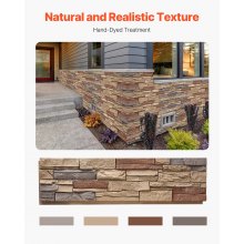 Faux Stacked Stone Wall Panel 45.6x12.8 in PU Artificial Stone Wall Panel