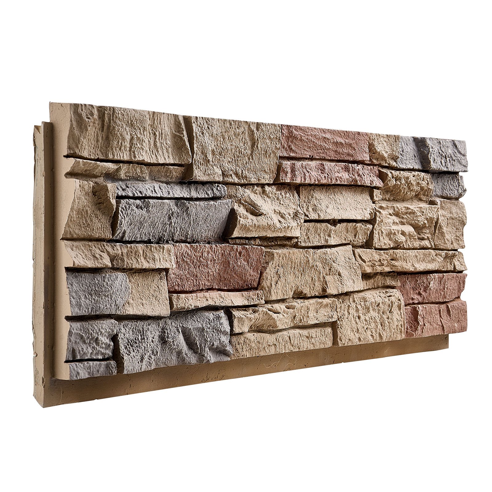 VEVOR Faux Stacked Stone Panel, 45.6 x 12.8 in Artificial Stone Wall Panels, High-Density PU Stones Siding Panel, Easy to Cut, Rock Panels for Interior and Exterior Decorations, Brick Red