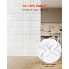 3D Wall Panels 33-Pack 11.81 x 11.81'' PVC 32 Sq.Ft Coverage Floral Matte White