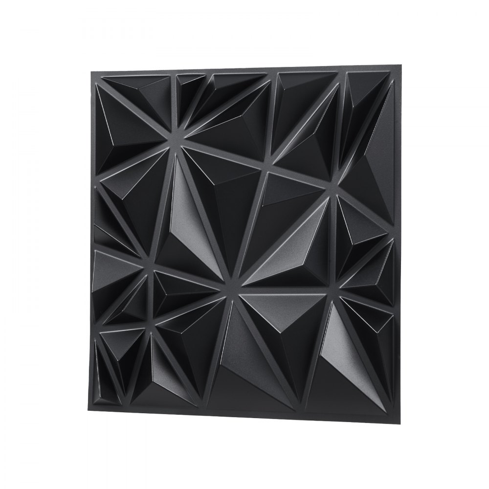 VEVOR 3D Wall Panels, 33-Pack 11.81 x 11.81 in PVC Modern Art Minimalist Diamond Tiles, 2.97㎡ Coverage Accent Wall Panel, Interior Home Decor for Ceiling, Bedroom, Living & Gaming Room, Matte Black