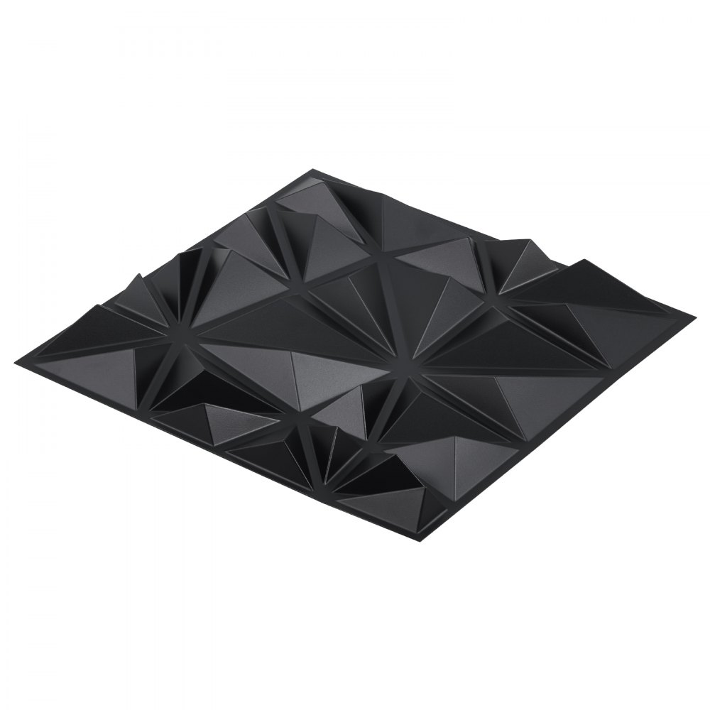 VEVOR 3D Wall Panels, 33-Pack 11.81 x 11.81 in PVC Modern Art Minimalist Diamond Tiles, 2.97㎡ Coverage Accent Wall Panel, Interior Home Decor for Ceiling, Bedroom, Living & Gaming Room, Matte Black