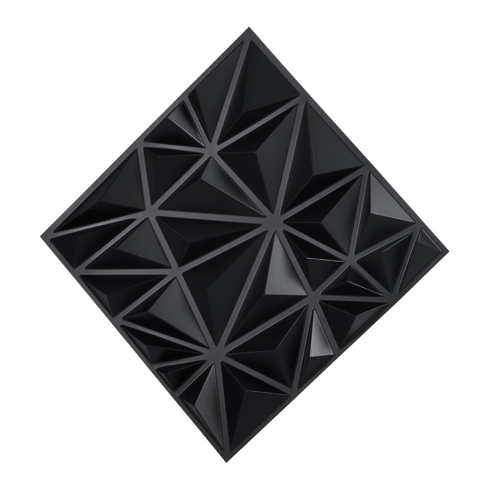 VEVOR 3D Wall Panels, 33-Pack 11.81 x 11.81 in PVC Modern Art Minimalist Diamond Tiles, 2.97㎡ Coverage Accent Wall Panel, Interior Home Decor for Ceiling, Bedroom, Living & Gaming Room, Matte Black