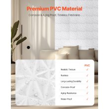 VEVOR 3D Wall Panels 33-Pack 11.81x11.81'' PVC 32 Sq.Ft Coverage Diamond White