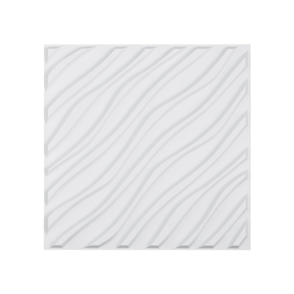 3D Wall Panels 12-Pack 19.7 x 19.7 inch PVC 32 Sq.Ft Coverage Wave Matte White